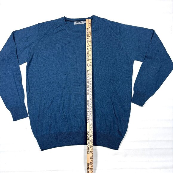 James Pringle Premium Blue Merino Wool Blend Crewneck Pullover Sweater Mens L - Picture 8 of 9